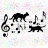 Коти-музиканти (1 фрагмент) Флізелін пришивний водорозчинний з малюнком Confetti K-350
