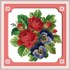Троянда та орхідея Набір для вишивання хрестиком з друкованою  схемою на тканині Joy Sunday H096