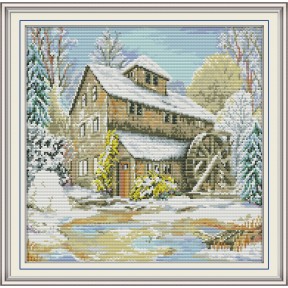 Зимовий млин Набір для вишивання хрестом з друкованою схемою на тканині Joy Sunday FA040