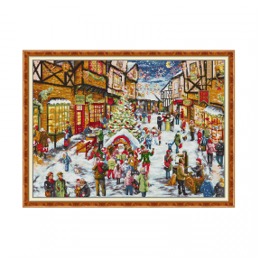 Рождественская улица Набор для вышивания крестом с печатной схемой на ткани Joy Sunday FA330