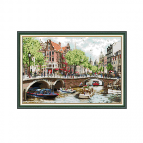Улицы Амстердама Набор для вышивания крестом с печатной схемой на ткани Joy Sunday FA350
