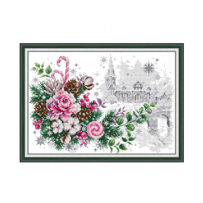 Різдвяний букет Набір для вишивання хрестиком з друкованою схемою на тканині Joy Sunday HA023