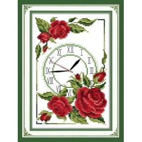 Розы-часы Набор для вышивания крестом с печатной схемой на ткани Joy Sunday G032