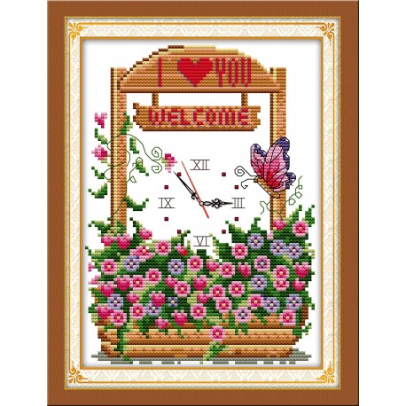 Весняний сад-годинник Набір для вишивання хрестиком з