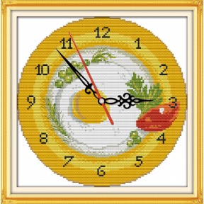 Яичница-часы Набор для вышивания крестом с печатной схемой на ткани Joy Sunday G338