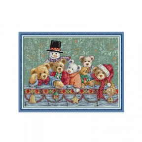 Рождественские мишки 2 Набор для вышивания крестом с печатной схемой на ткани Joy Sunday DA744
