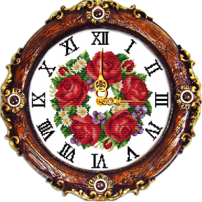 Троянди-годинник Набір для вишивання хрестиком з друкованою схемою на тканині Joy Sunday G030