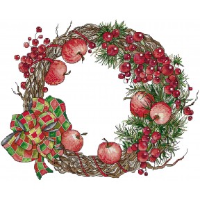Гірлянда-яблуко новорічне Набір для вишивання хрестиком з друкованою  схемою на тканині Joy Sunday H890